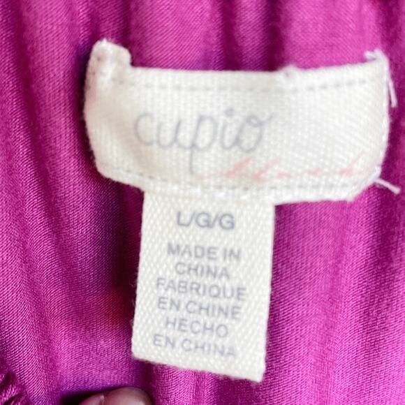 Cupio, Size Large, Magenta Maxi Dress, Ruffle Off the Shoulder, Blouson, EUC - Picture 3 of 5